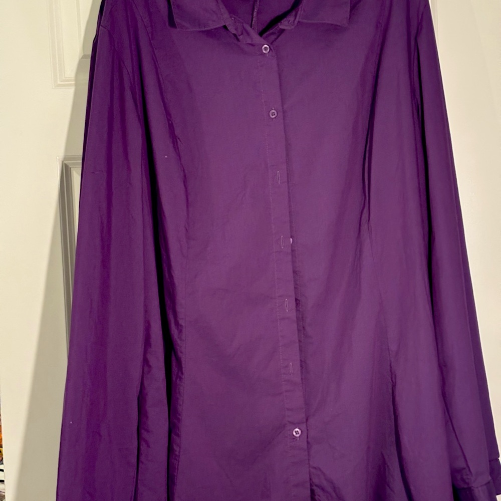 ASHLEY STEWART PURPLE PLUS SIZE LONG SLEEVE BLOUSE SIZE 22.